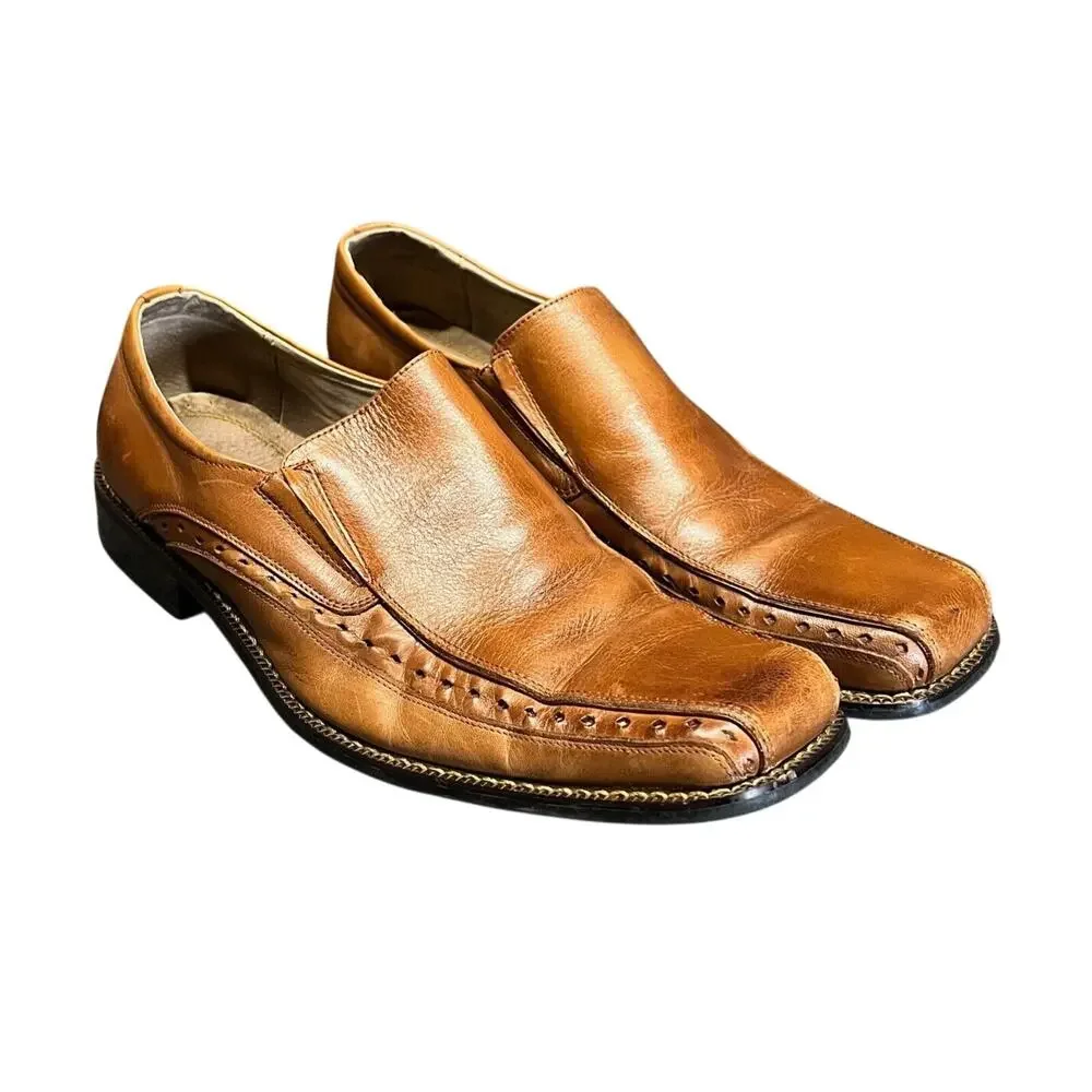 Stacy Adams Men's Dress Shoes Sz 10M Cognac Brown Leather Slip On Loafers Danton
